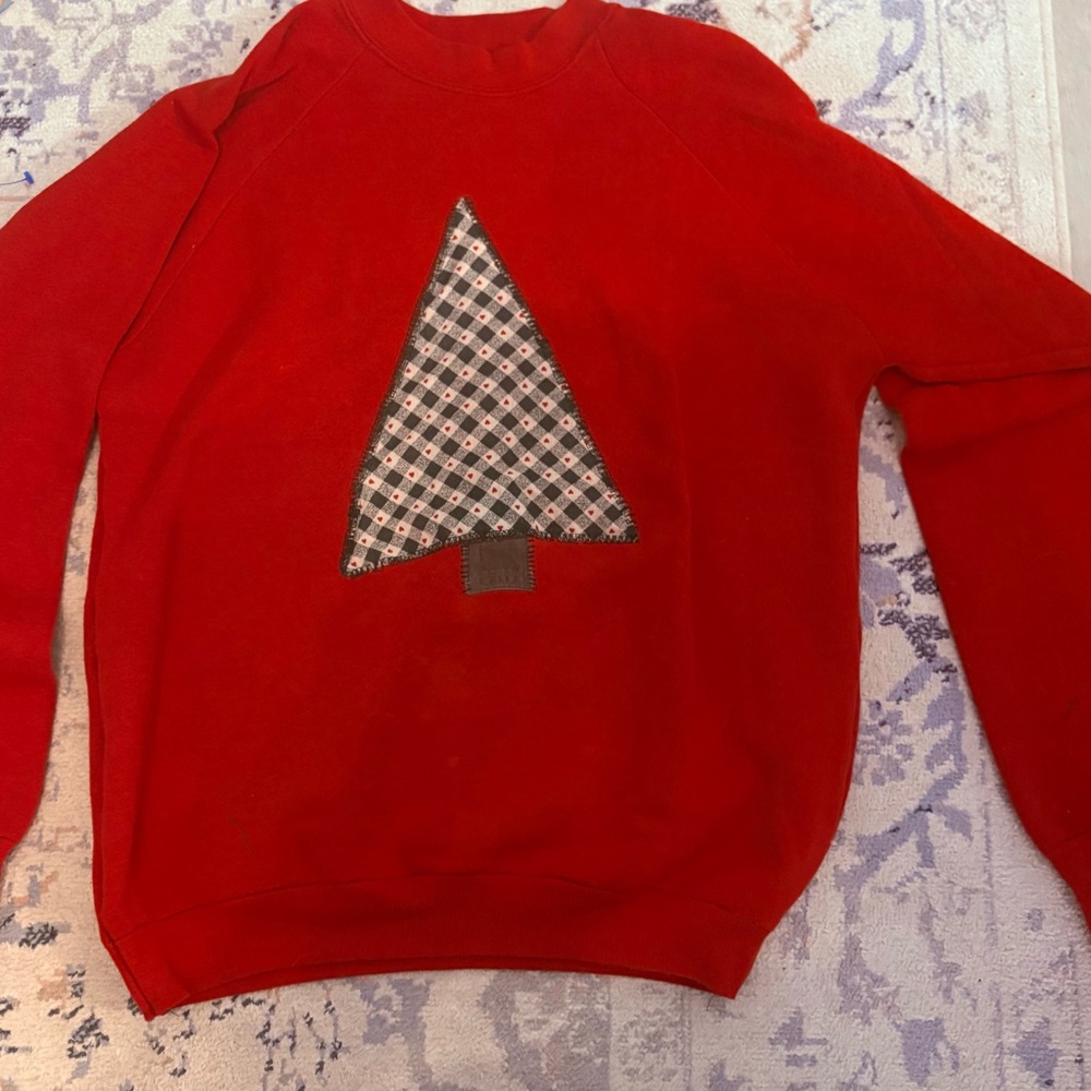 Hand stitched Red Christmas Tree Sweatshirt